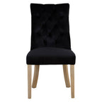 Black Buttoned Dining Chair with Antique Legs