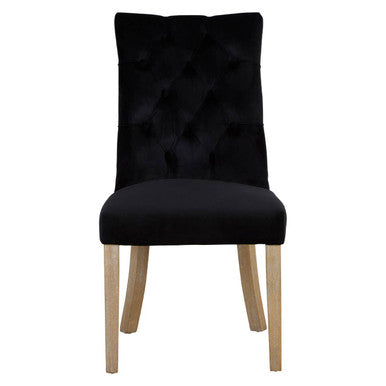 Black Buttoned Dining Chair with Antique Legs