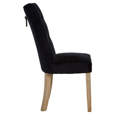 Black Buttoned Dining Chair with Antique Legs