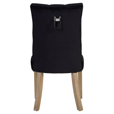 Black Buttoned Dining Chair with Antique Legs