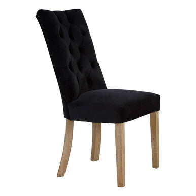 Black Buttoned Dining Chair with Antique Legs