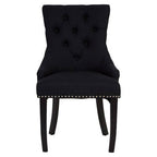 Black Linen Studded Dining Chair