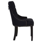 Black Linen Studded Dining Chair