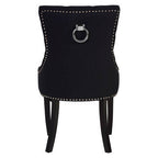 Black Linen Studded Dining Chair
