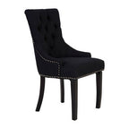 Black Linen Studded Dining Chair
