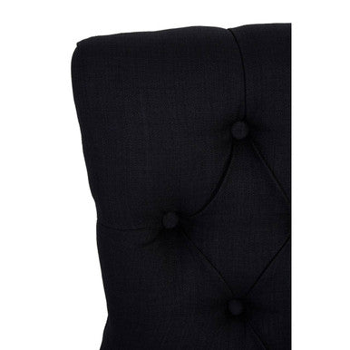 Black Linen Studded Dining Chair