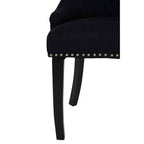 Black Linen Studded Dining Chair