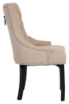 Natural Linen Dining Chair with Dark Legs
