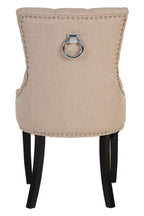 Natural Linen Dining Chair with Dark Legs