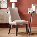 Natural Linen Dining Chair with Dark Legs
