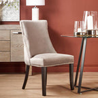 Natural Linen Dining Chair with Dark Legs