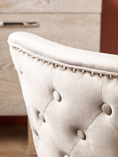 Natural Linen Dining Chair with Dark Legs