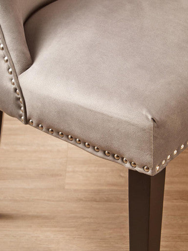 Natural Linen Dining Chair with Dark Legs