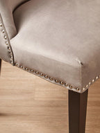 Natural Linen Dining Chair with Dark Legs