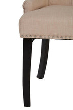 Natural Linen Dining Chair with Dark Legs