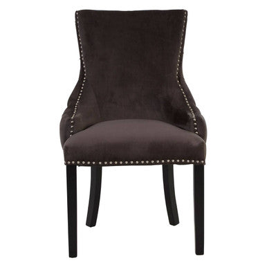 Grey Velvet Button Tufted Dining Chair
