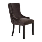 Grey Velvet Button Tufted Dining Chair