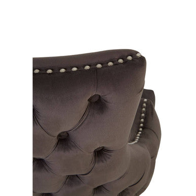 Grey Velvet Button Tufted Dining Chair