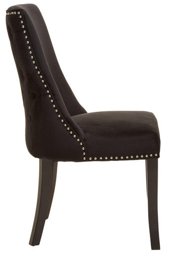 Studded Black Velvet Dining Chair