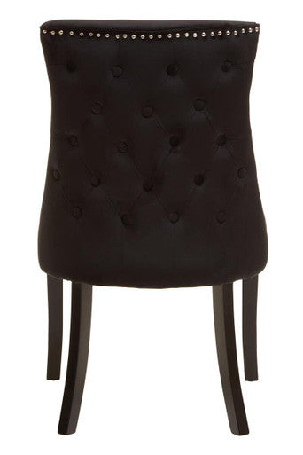 Studded Black Velvet Dining Chair