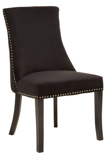 Studded Black Velvet Dining Chair
