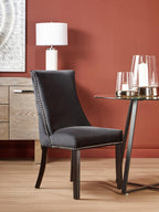 Studded Black Velvet Dining Chair
