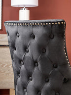 Studded Black Velvet Dining Chair