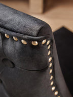 Studded Black Velvet Dining Chair