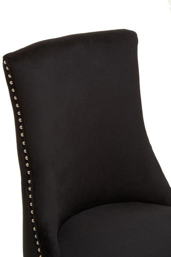 Studded Black Velvet Dining Chair