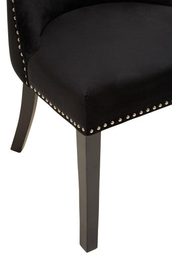 Studded Black Velvet Dining Chair