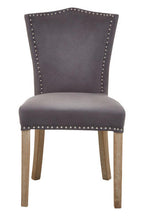 Grey Velvet Dining Chair with Antique Legs