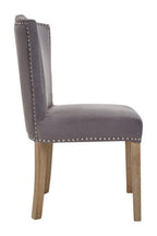 Grey Velvet Dining Chair with Antique Legs