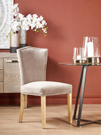 Grey Velvet Dining Chair with Antique Legs
