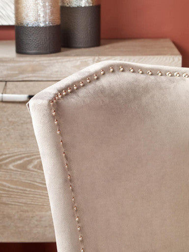 Grey Velvet Dining Chair with Antique Legs