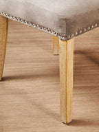 Grey Velvet Dining Chair with Antique Legs
