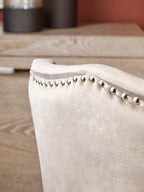Grey Velvet Dining Chair with Antique Legs