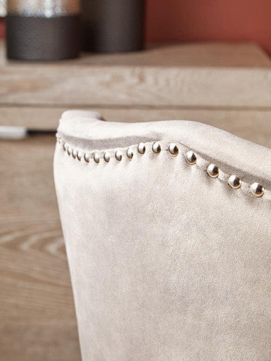 Grey Velvet Dining Chair with Antique Legs