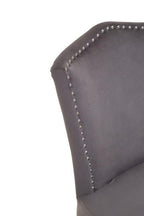 Grey Velvet Dining Chair with Antique Legs