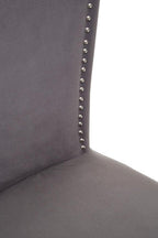 Grey Velvet Dining Chair with Antique Legs