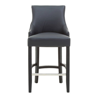 Charcoal Leather Effect Bar Chair