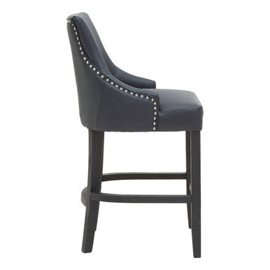 Charcoal Leather Effect Bar Chair