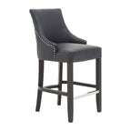 Charcoal Leather Effect Bar Chair