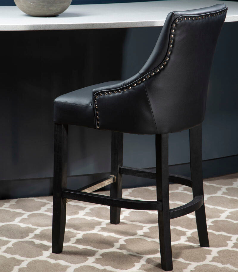 Charcoal Leather Effect Bar Chair