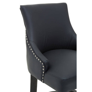 Charcoal Leather Effect Bar Chair