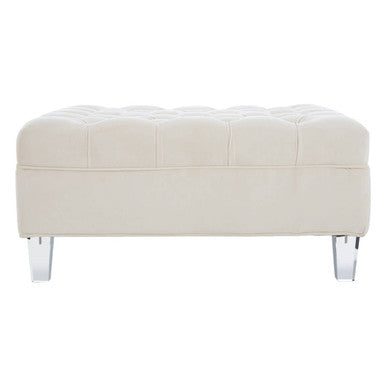 Sand Fabric Button Tufted Large Footstool