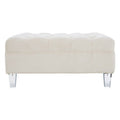 Sand Fabric Button Tufted Large Footstool