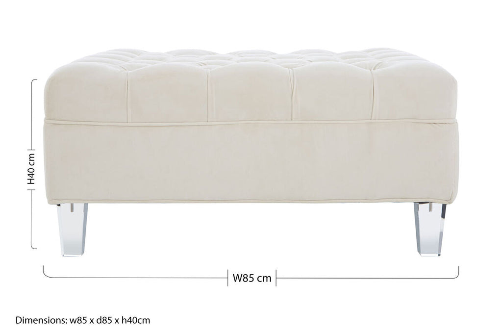 Sand Fabric Button Tufted Large Footstool