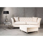 Sand Fabric Button Tufted Large Footstool