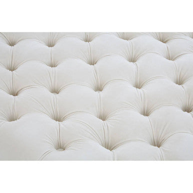 Sand Fabric Button Tufted Large Footstool