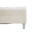 Sand Fabric Button Tufted Large Footstool